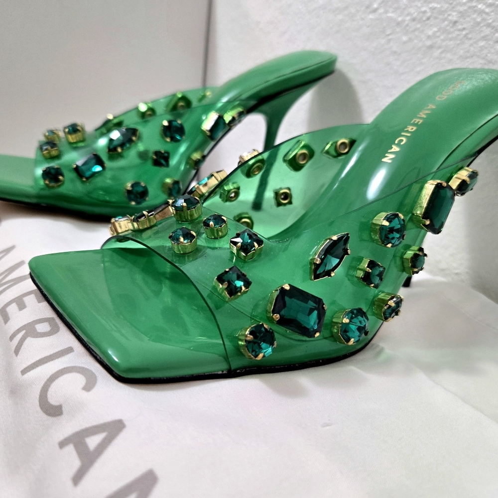 Good American Jeweled Emma Slip Heel Size 8 & 7.5 - Picture 6 of 9